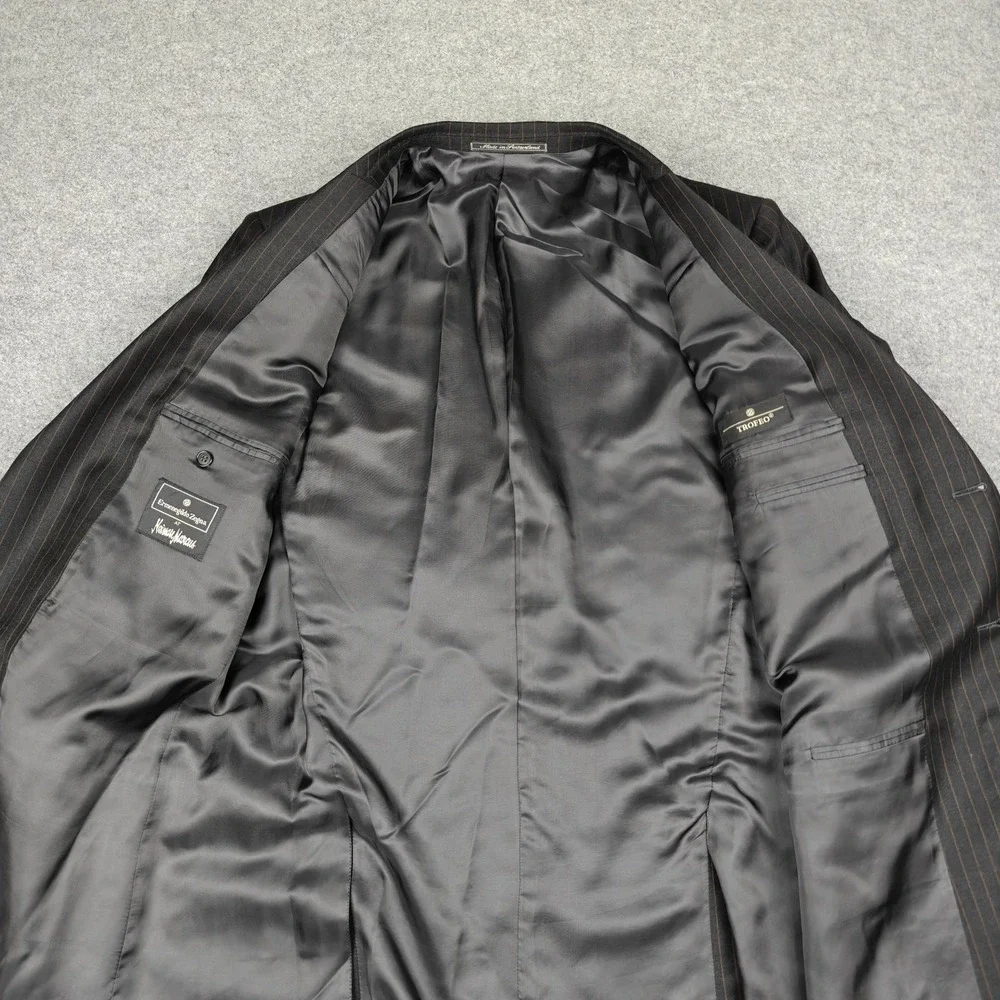 Ermenegildo Zegna Blazer Mens IT 54 Gray‎ Wool Pinstripe Trofeo Suit Jacket